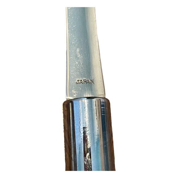 Vintage Frontier Forge Bamboo Salad Serving Set Stainless Silver White Handles M - Picture 5 of 5